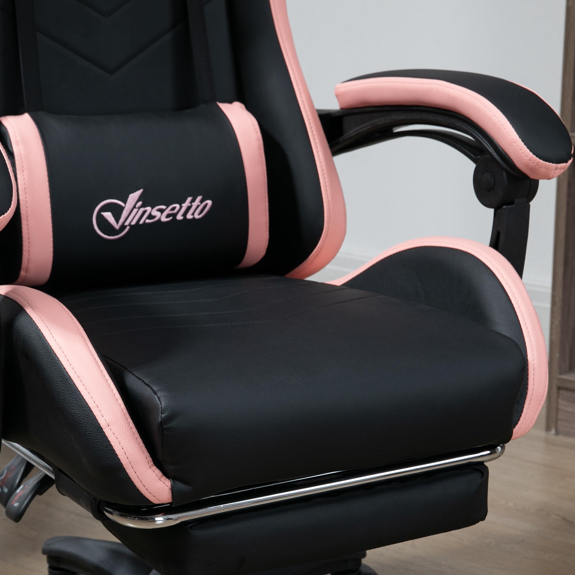 Vinsetto Chaise Gaming Ergonomique Repose-Pieds Télescopique Rose