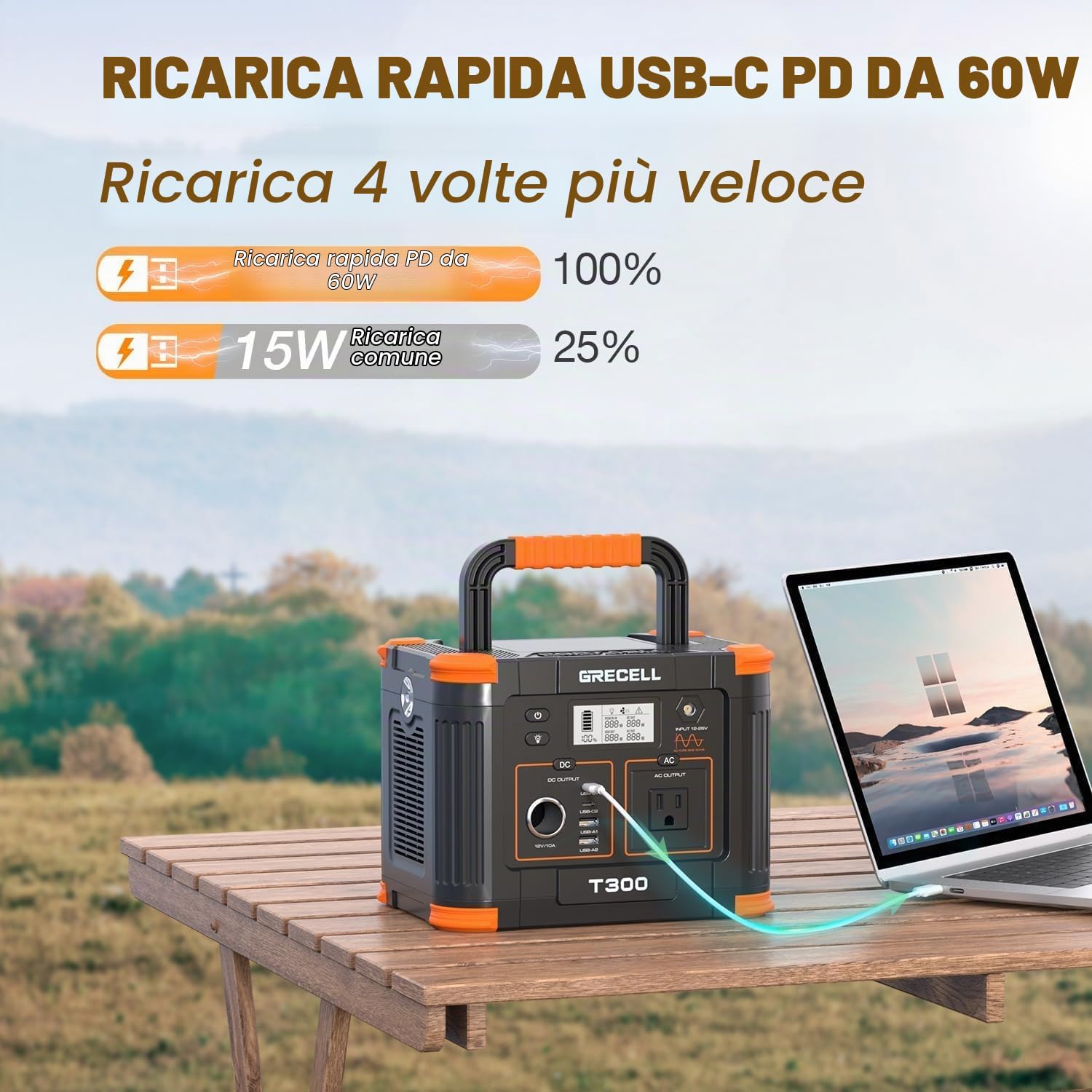 Power station portatile da 300W,288Wh