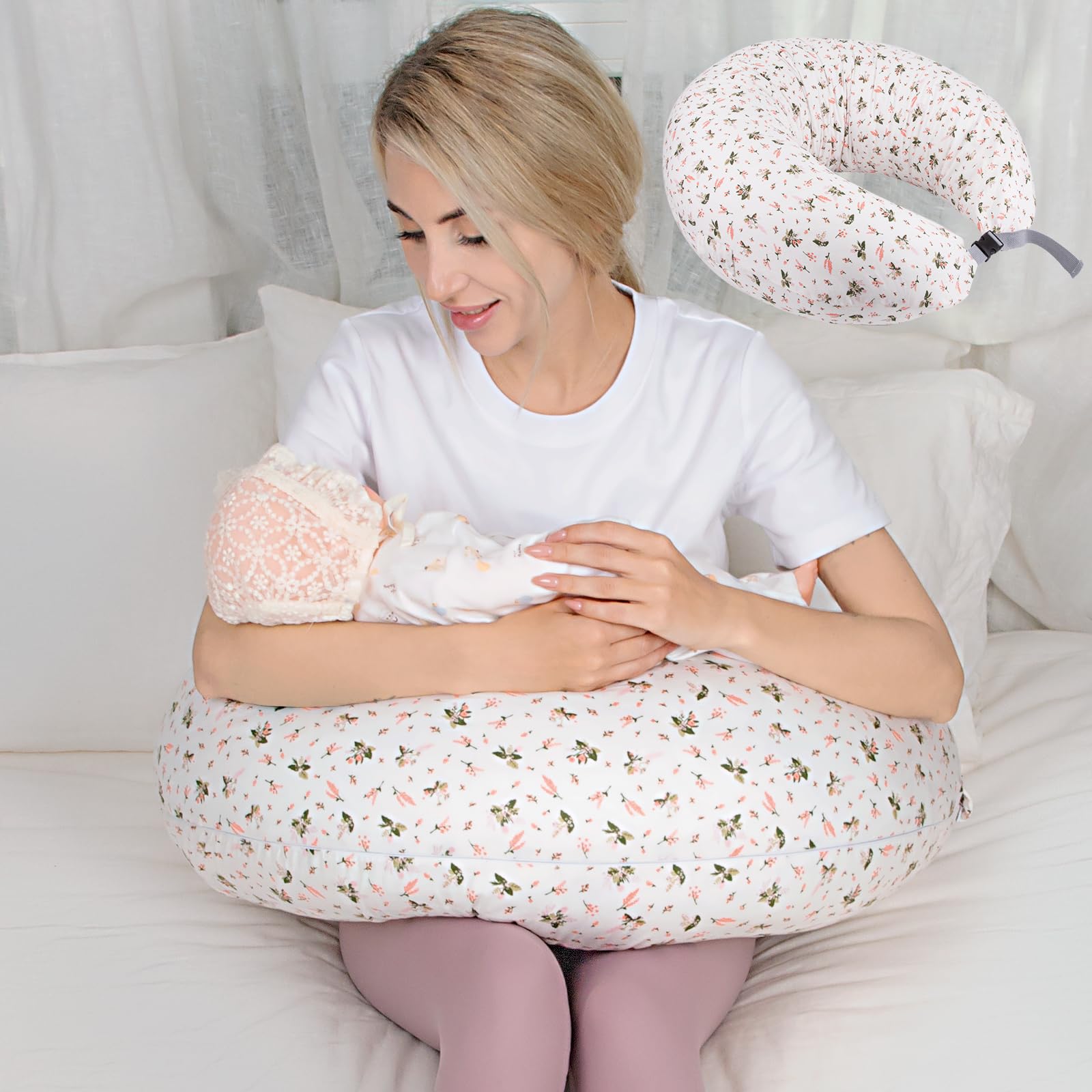 Chilling Home Nursing Pillow for Breastfeeding,Multifunctional Adjustable Breast Feeding Pillow,Bottle Feeding More Support for Mom and Baby, Breastfeeding Essentials for Newborn,Removable Cover