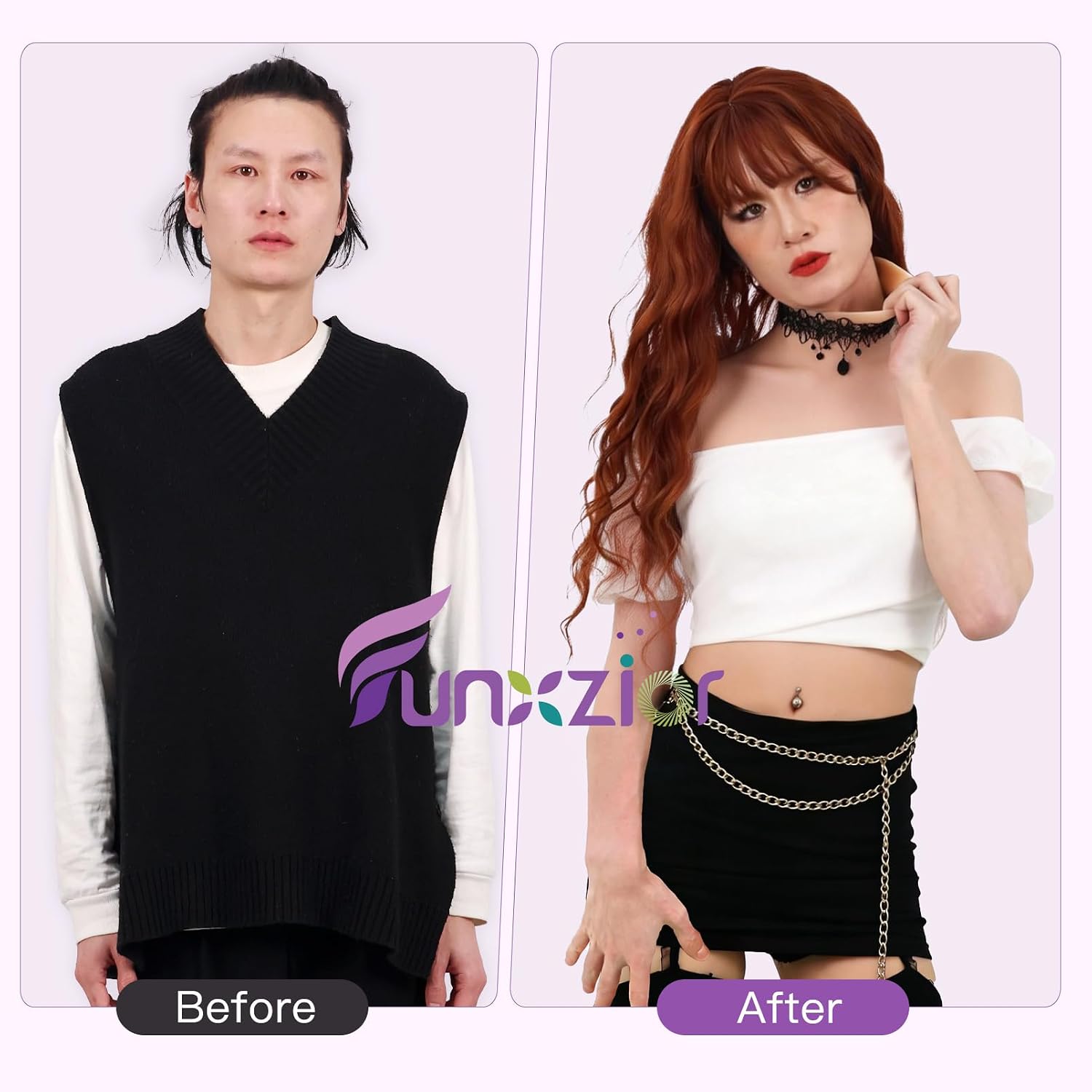 Seamless Silicone Breastplate Half Body Suit with High Neck & Short Sleeves Fake Breast for MtF Drag Cosplay Daily