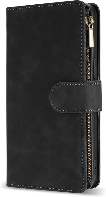 for Samsung Galaxy S24 Wallet Case with RFID Blocking Card Slot PU Leather Zipper Flip Folio with Strap Kickstand Protective Cover for Samsung Galaxy S24 Case Wallet(Black-6.2 inch)