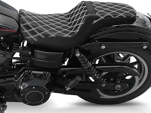 Vista 110 de Asiento de motocicleta para conductor y pasajero, apto para Harley Dyna Wide Glide Low Rider Street Bob Fat Bob FXDF Super Glide Custom FXDC