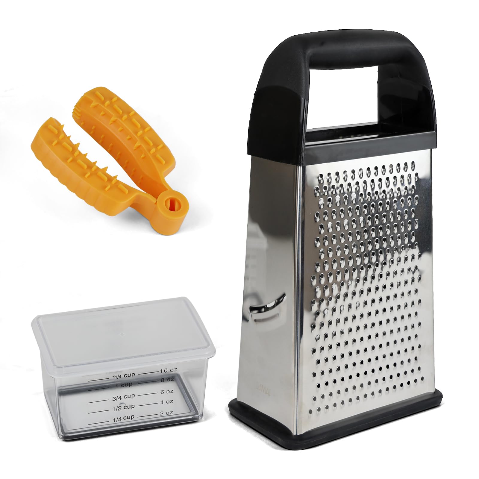 LUMAI Ralador de Legumes Inox, Cesto Coletor e Protetor de Dedos Premium