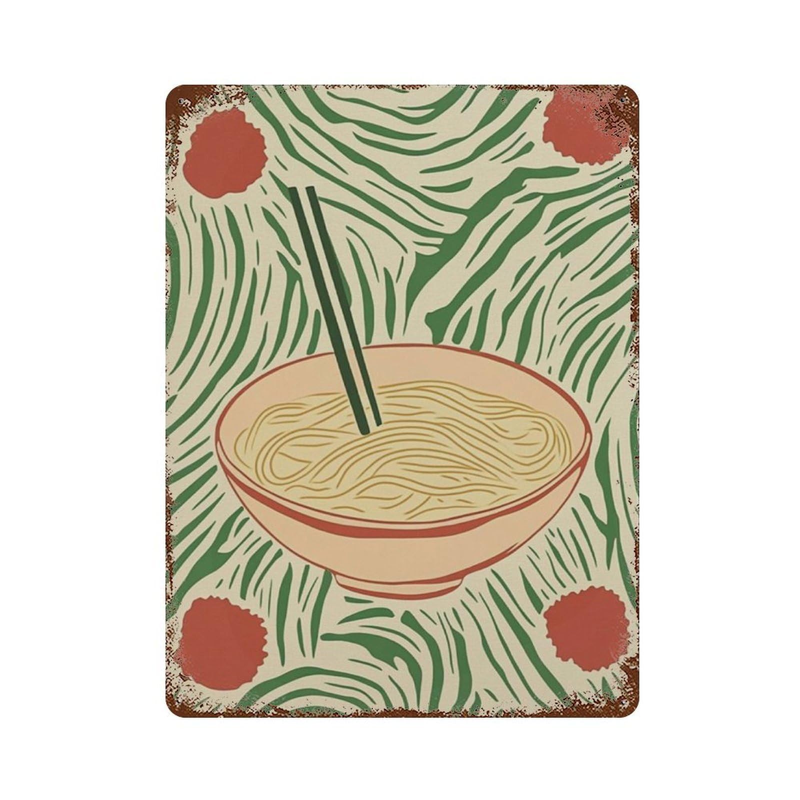 xiaoxiaoshen Ramen Bowl Japanese Food Minimal Kitchen Wall Decor Art Metal Tin Poster Modern Home Decor Art Home Bar Shop Decorations Vintage Sign 40x30cm