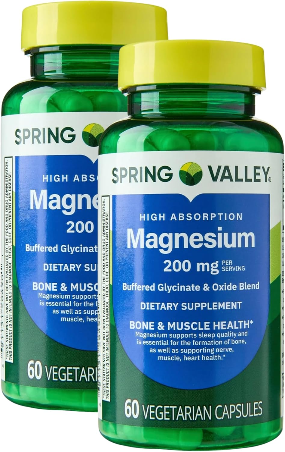 KP+ Magnesium 200 mg | Sleep Support | Bone & Muscle Health | 60 Vegetarian Capsules | Pack of 2