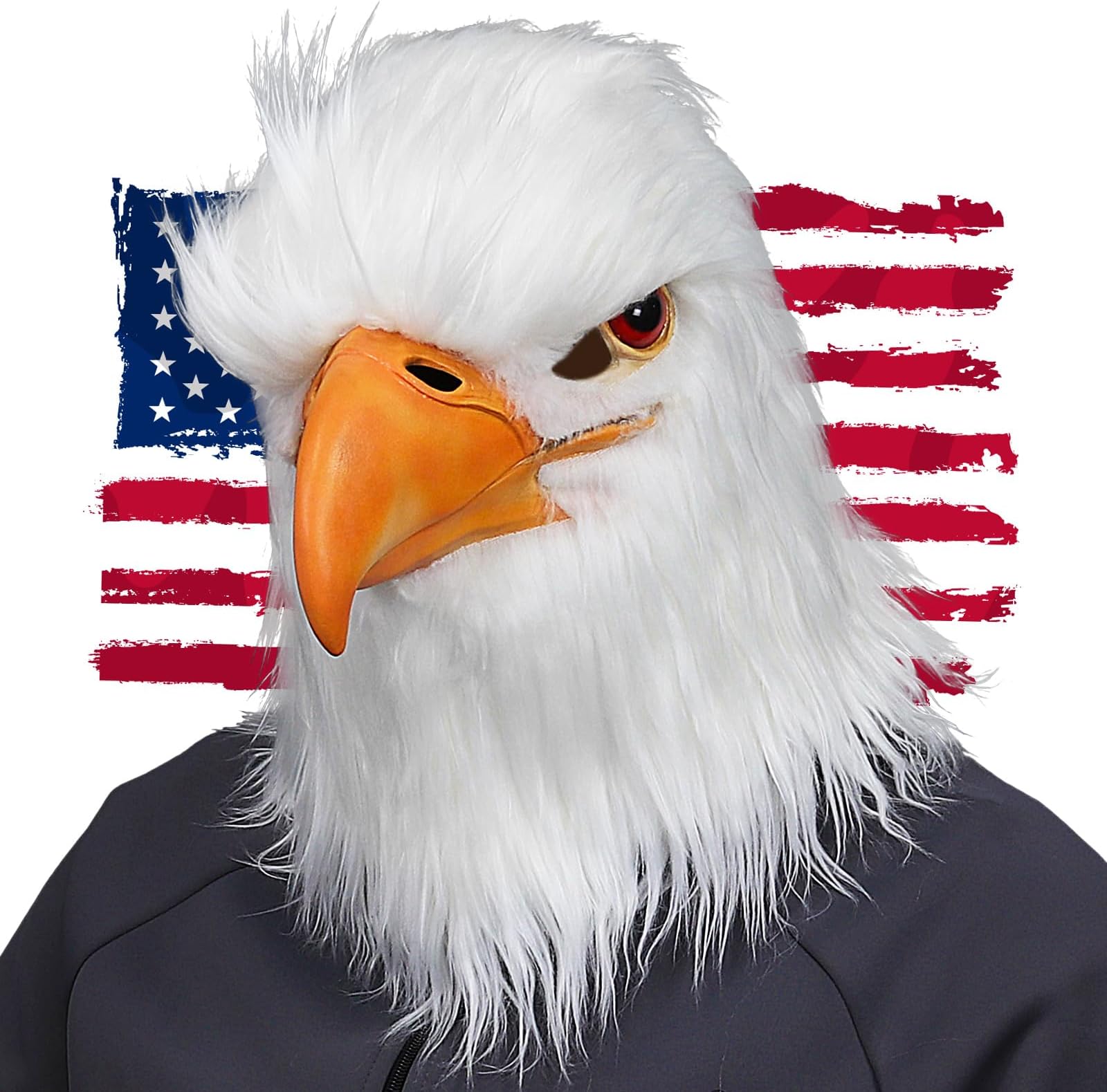 - MOKRY PARTY White Eagle Head Mask Animal Bird Mask Eagle Claw Hairy Latex Mask Halloween Carnival Costume Mask, Adult Size