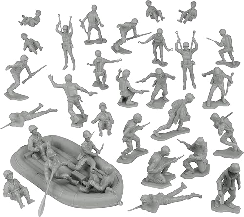Miniatura 4 de BMC Marx Plastic Army Men US Soldiers - 31 figuras grises de la Segunda Guerra Mundial - Fabricado en Estados Unidos
