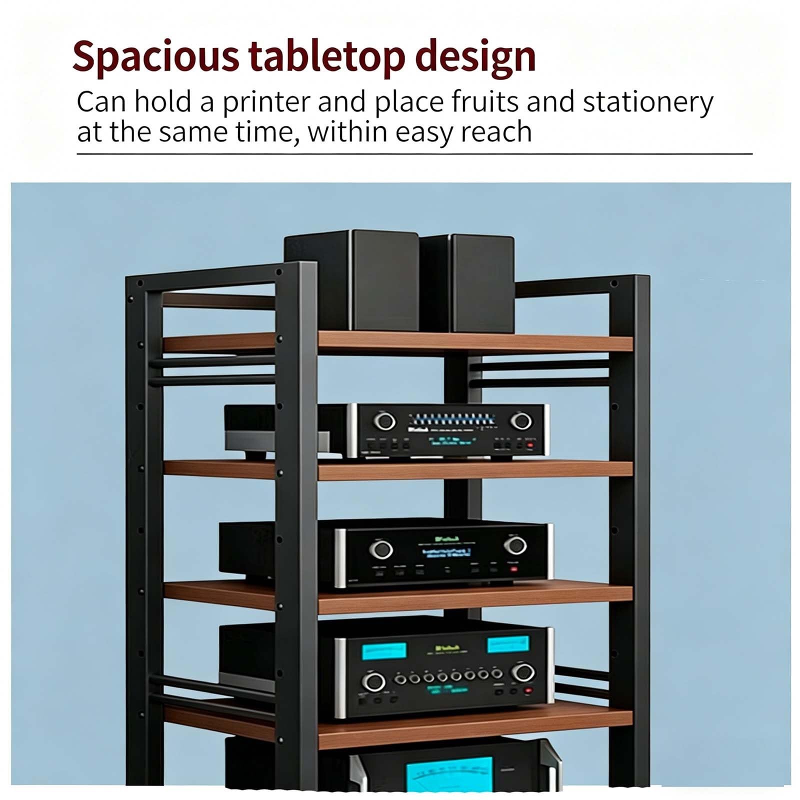 Supporto HiFi，hifi Mobile Multimediale Audio-video，A 5 Ripiani con Ruote Universali，Supporto multimediale AV regolabile per Soggiorno, Ufficio, Home Theater, Supporto TV Angolare