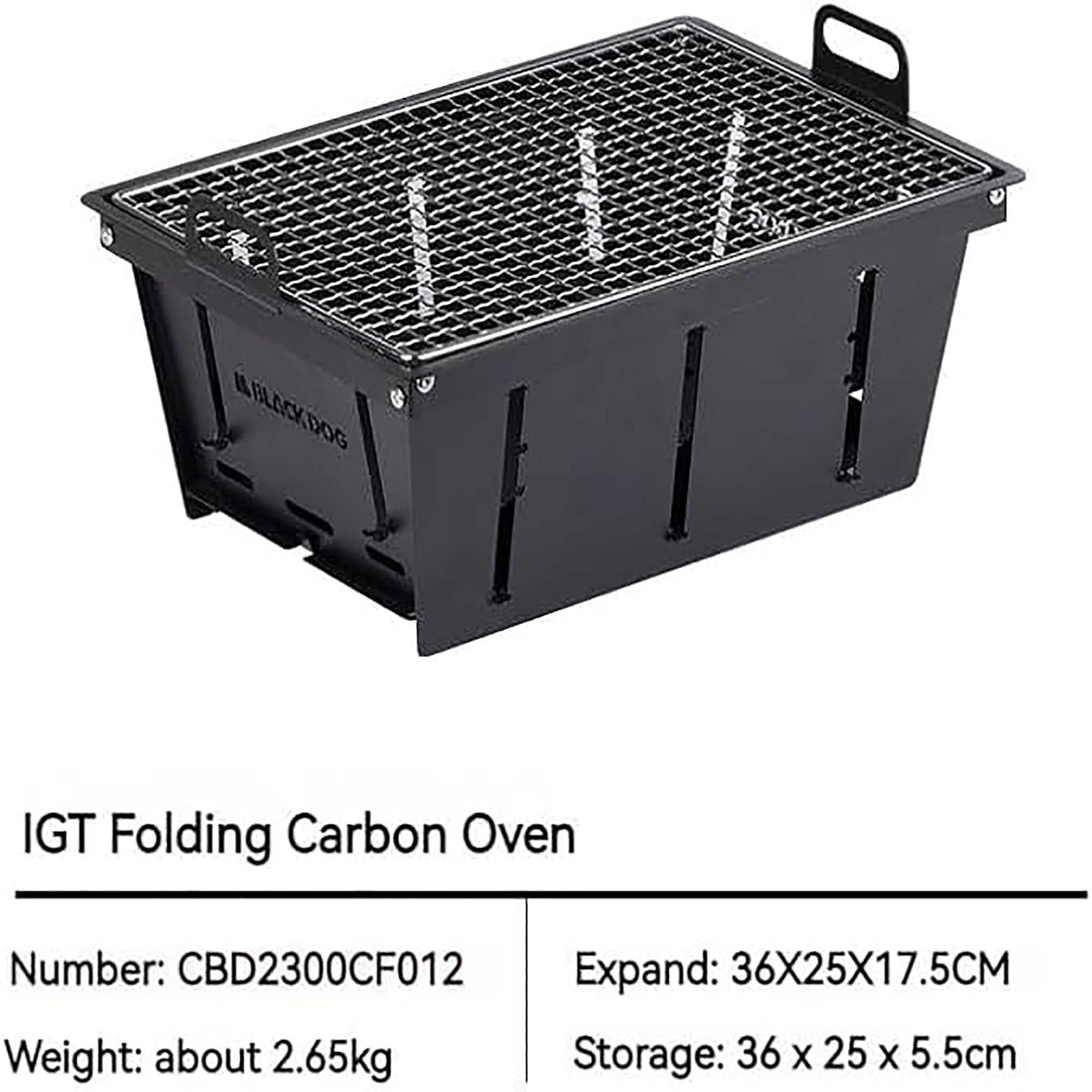 Blackdog tragbarer kleiner Grill, Outdoor-Holzkohlegrill aus Edelstahl, für IGT-Esstisch, einfache Einrichtung für Outdoor-Grillen, Camping, Reisen, Picknicks, Garten, Strandparty, Schwarz