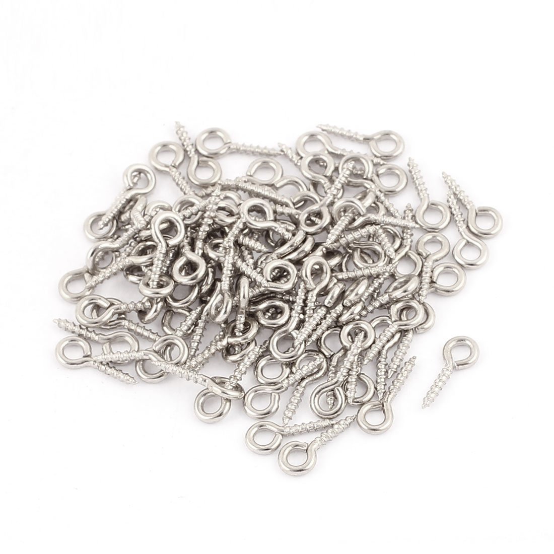 Aexit 100Pcs M1.3mm Accessories Silver Tone Screw Eye Pin Peg Tail Jewelry Making Surveillance Camera Cables Findings Craft