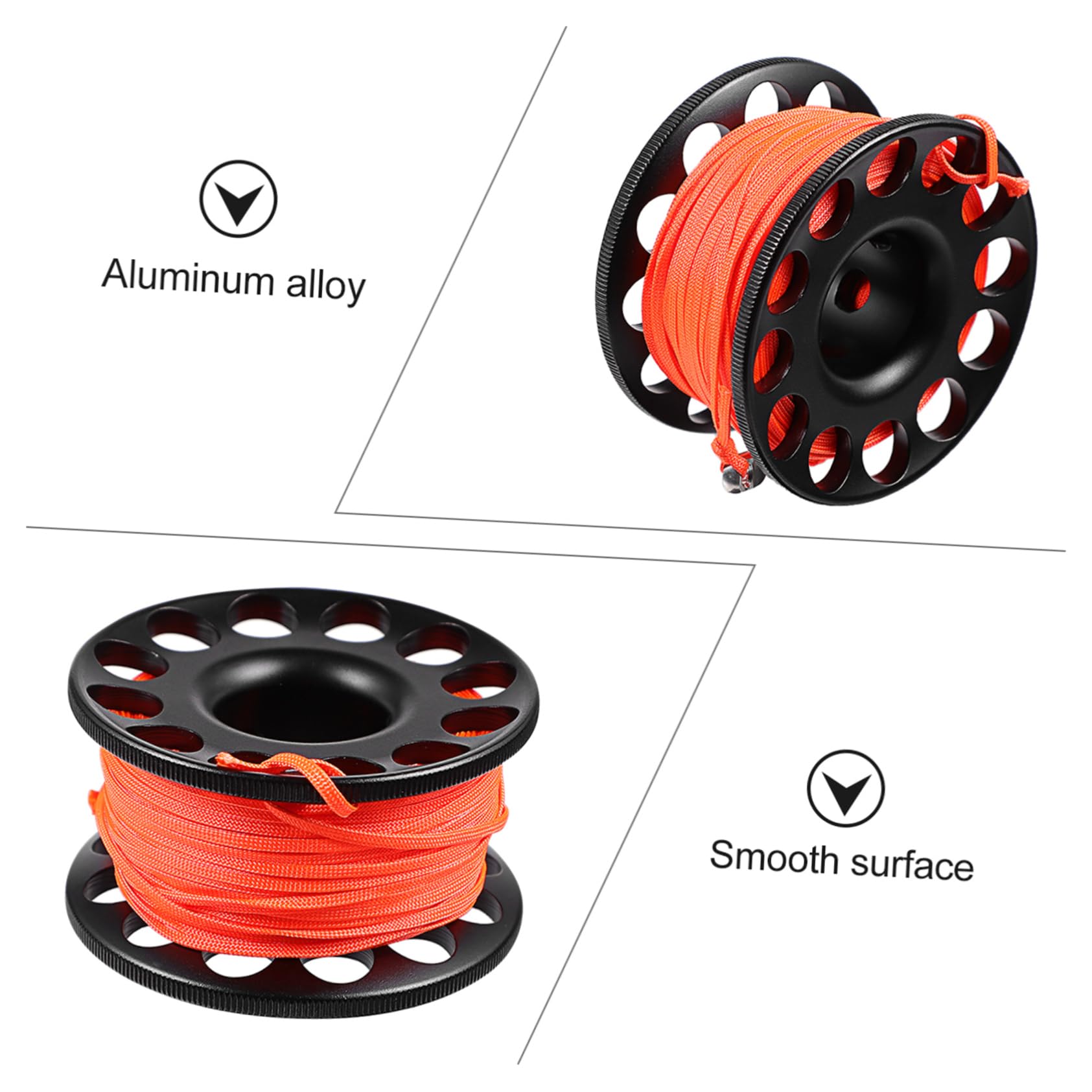 GANAZONO Cave Diving Anti-Winder Snorkeling Spool Reel Line Lanyard Scuba Diving Finger Spool Anti-Rotating for Management