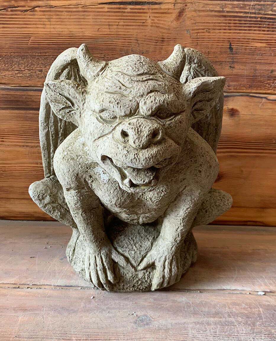 J And L Stone Ornaments White Stone Garden Gargoyle Gremlin Winged Gothic Ornament