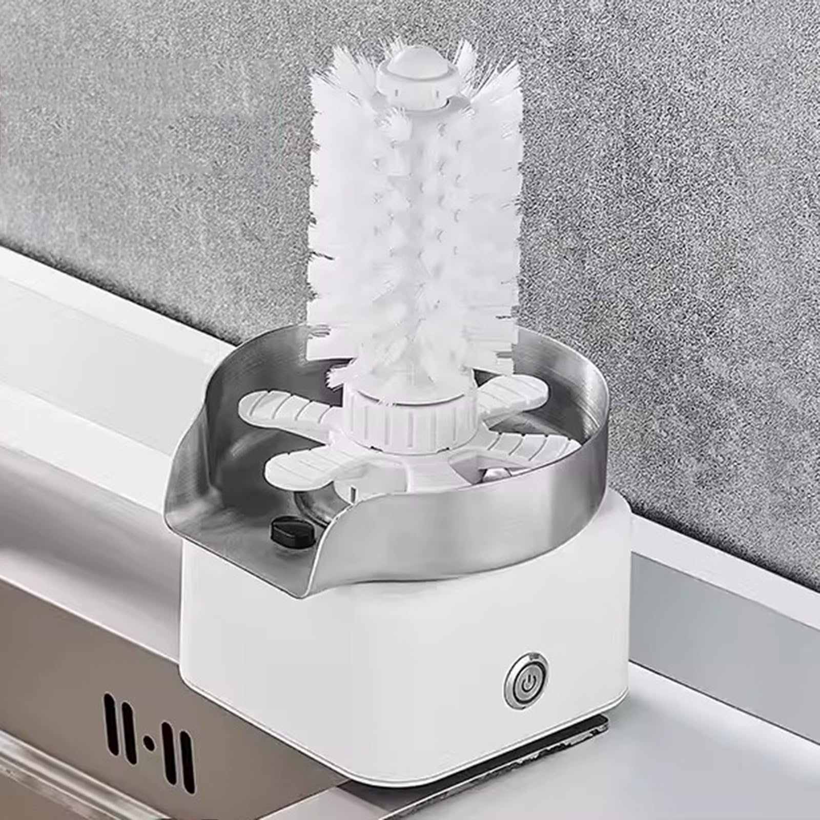 Lavabicchieri Automatico, Lavabicchieri Rotante a 360° con Spazzola, Ugello a Nove Fori, Accessori per Lavabicchieri per Rubinetti, per Lavello da Cucina, Bar, Caffetteria