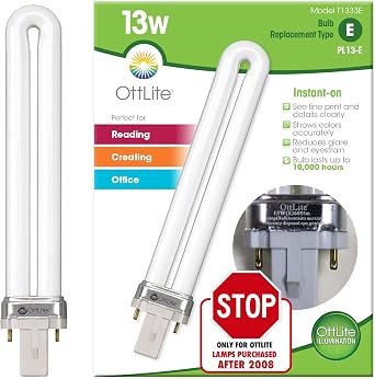 OttLite 13-Watt CFL Replacement Tube, Type E, Electronic Ballast PL13-E-FFP