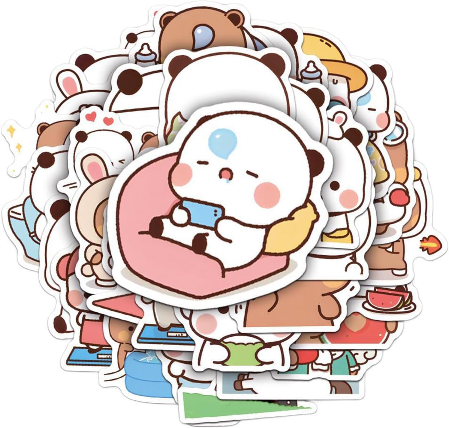 164 Pieces Bubu and Dudu Bears Scrapbook Stickers, Outdoor Hiking Travel Sticker for Scrapbooking Cute Decoration Decal for Phone Case Water Bottle Luggage Journaling Decorative (164 Pieces)