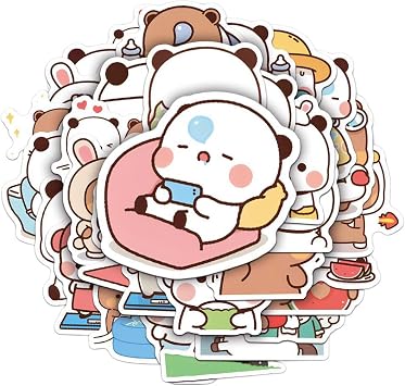 YOKUSHI 164pcs Bubu Dudu Bears Scrapbooking Stickers, Outdoor Hiking Travel Stickers for Scrapbooking Cute Decorative Decals for Phone Case Water Bottle Luggage Journaling Decoration 164pcs