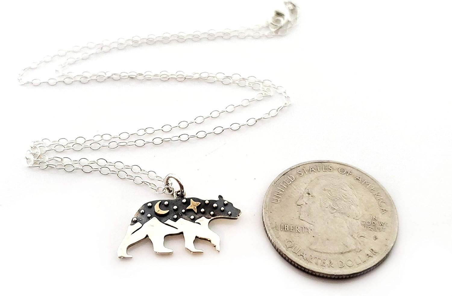 California Bear Constellation Necklace – Sterling Silver Celestial Bear Jewelry – Handmade in USA - Image 3