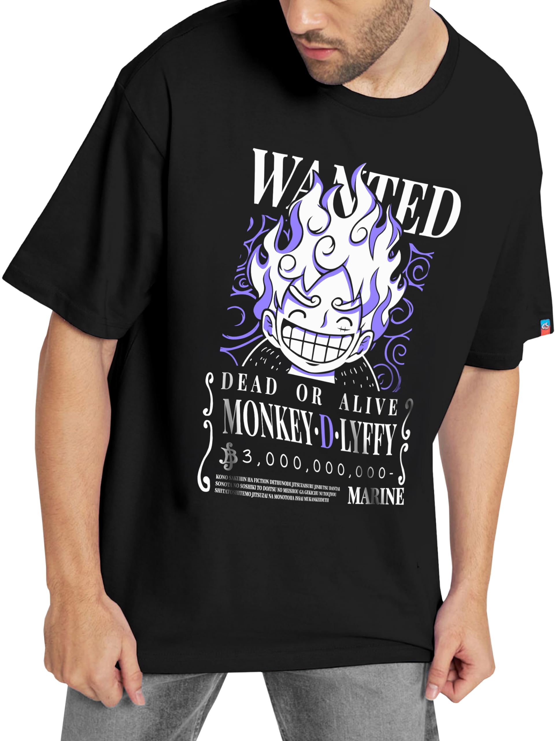 ComicSense.xyzUnisex Anime Oversized T Shirts for Men and Women, Wanted Nika Printed Drop Shoulder Anime T Shirt