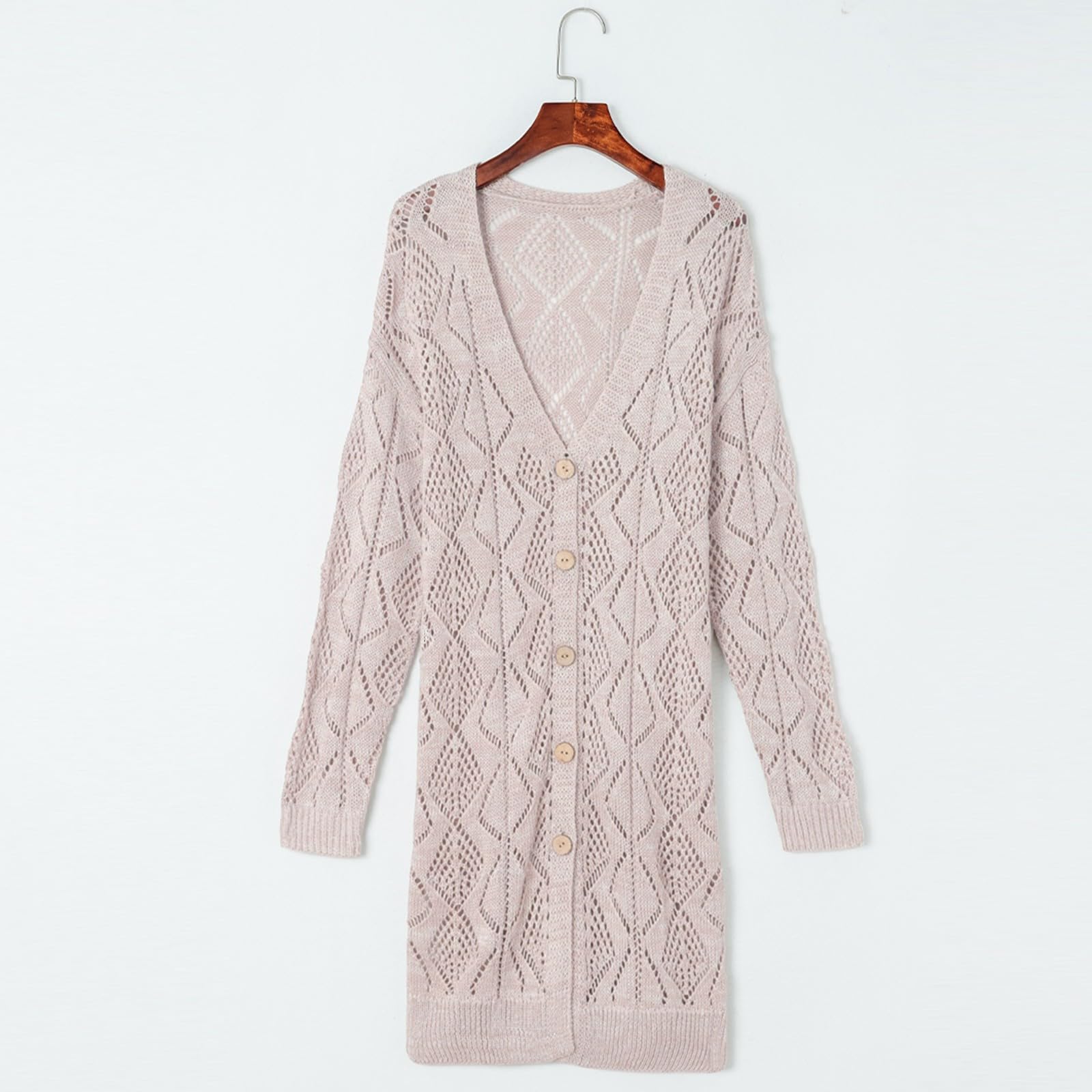 Cardigan Damen Sommer, Strickjacke Damen Lang, Jacke Sommer Leicht Strickjacken Für Damen Strick Jäckchen Einfarbig Regular Fit Übergangsjacke Longstrickjacke Frühling Langarm Leichte Sommerjacke