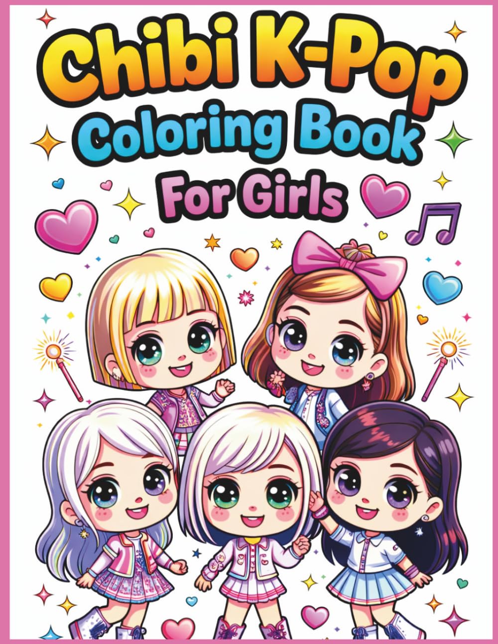 Chibi K-Pop Coloring Book for Girls: Cute & Fun Idol-Themed Pages with Adorable Chibi Characters, Fashion, Music & Magical Moments