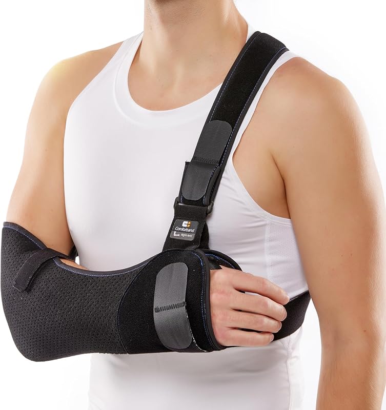 Duluxe Shoulder Immobilizer Arm Sling – Medical Sling with Adjustable Shoulder and Waist Straps for Torn Rotator Cuff, Clavical, Elbow, Forearm Injury (Large)