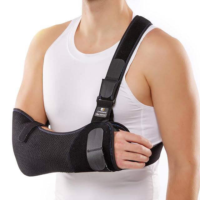 Duluxe Shoulder Immobilizer Arm Sling Medical Sling with Adjustable Shoulder and Waist Straps for Torn Rotator Cuff Clavical