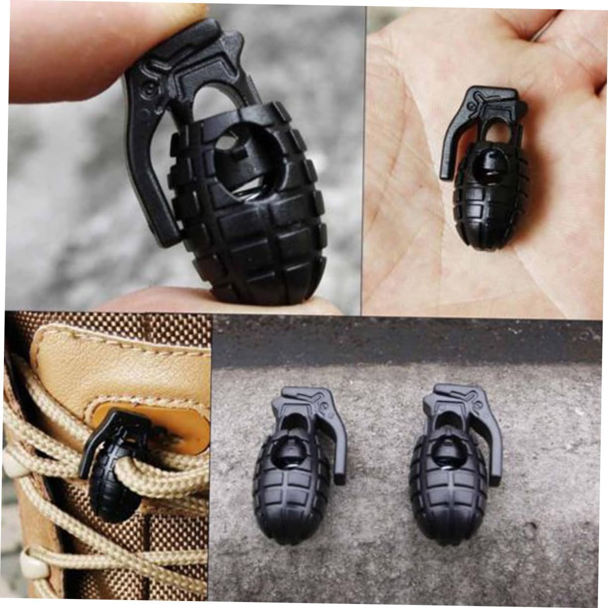 CALLARON 10pcs Non-slip Shape Shoelace Clips for Men Durable Buckle Fasteners to Secure Laces for Sneakers Boots and Casual Footwear Black