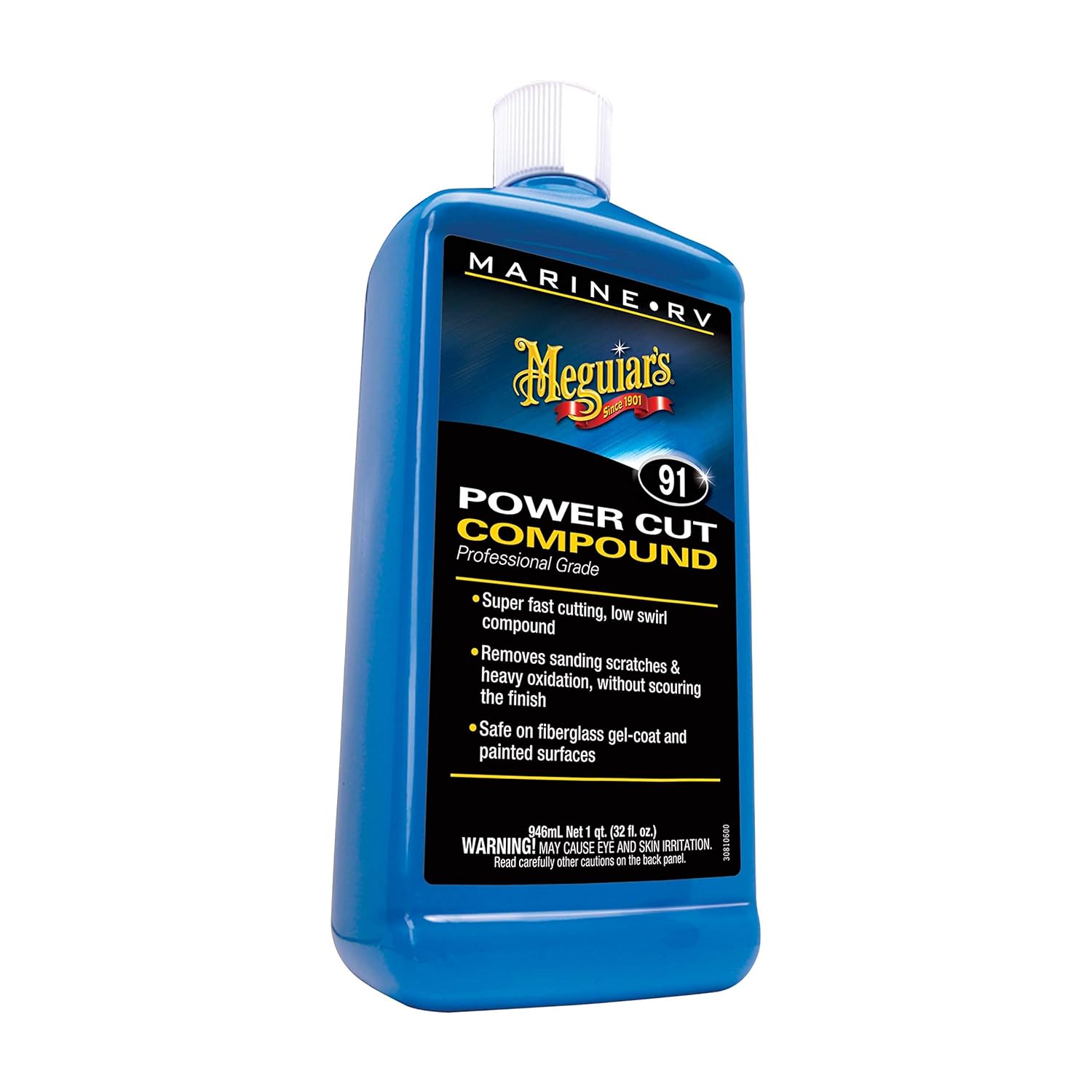 Meguiar's Marine/RV Power Cut Compound M9132, Low-Swirl RV and Marine Buffing Compound Removes Scratches and Oxidation Without Scouring, Fast-Cutting Formulation for Fiberglass and Gel Coats, 32 Oz