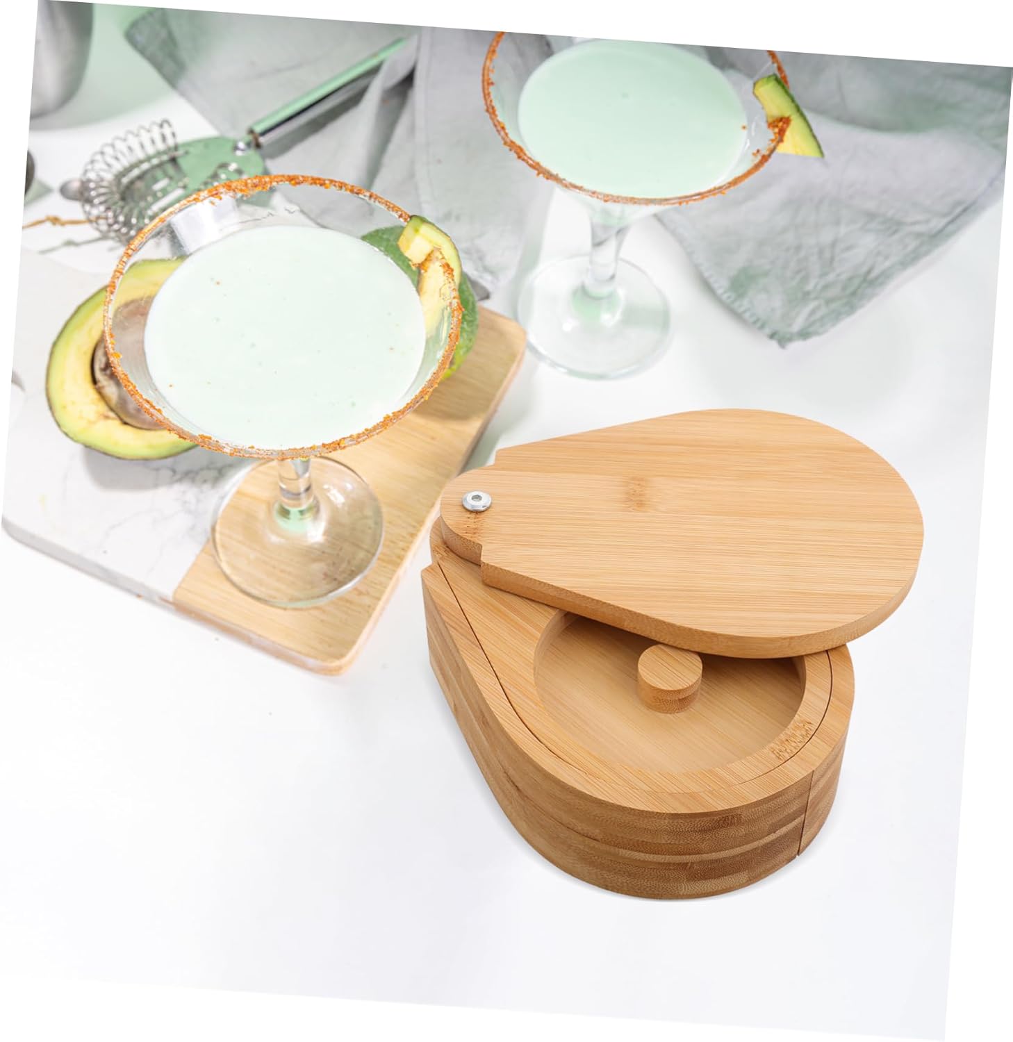 Wooden Salt Dip Sugar Side Box Counter Salt Holder for Kitchen Bar Rotating Seasoning Storage Organizer