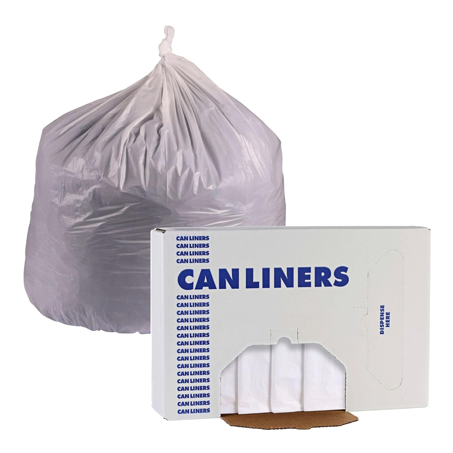 Boardwalk Linear Low Density Industrial Can Liners, 45 gal, 0.9 mil, 40 x 46, White, 100/Carton