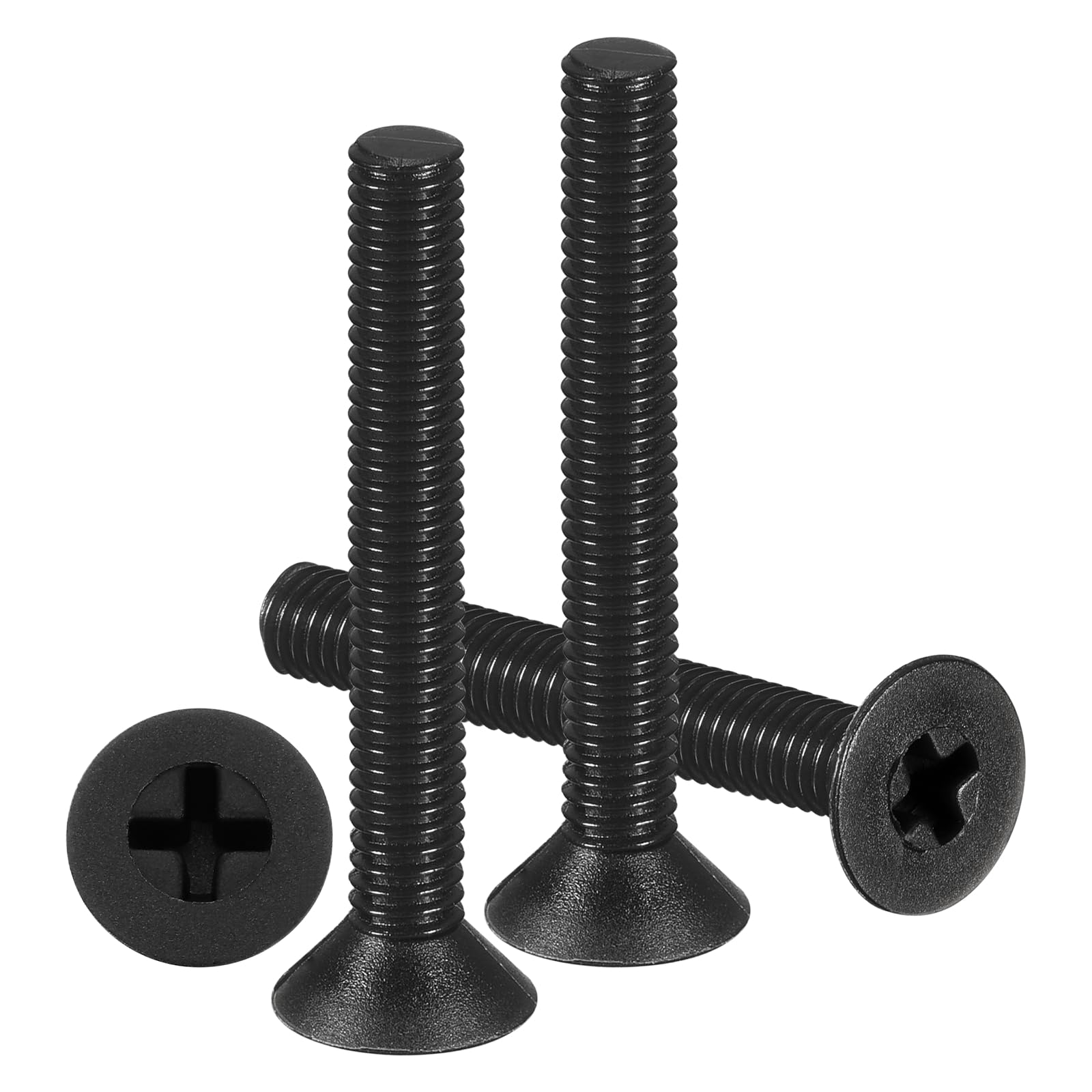 METALLIXITY Phillips Flat Head Machine Screws Bolts (M4-0.7x30) 100Pcs, Nylon Countersunk Cross Screws - for Household Indoor Maintenance Installment DIY, Black