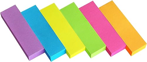 Vista 8 de 30 blocs de notas adhesivas de 0.6 x 2 pulgadas, pestañas de página, 10 pestañas adhesivas de color brillante, 80 hojas/bloc 0.5x1.8 10