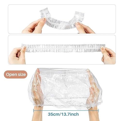 Miniatura 3 de MAQIHAN 100 gorros de ducha desechables grandes – Gorros de plástico grueso para acondicionamiento profundo, gorro de ducha reutilizable impermeable
