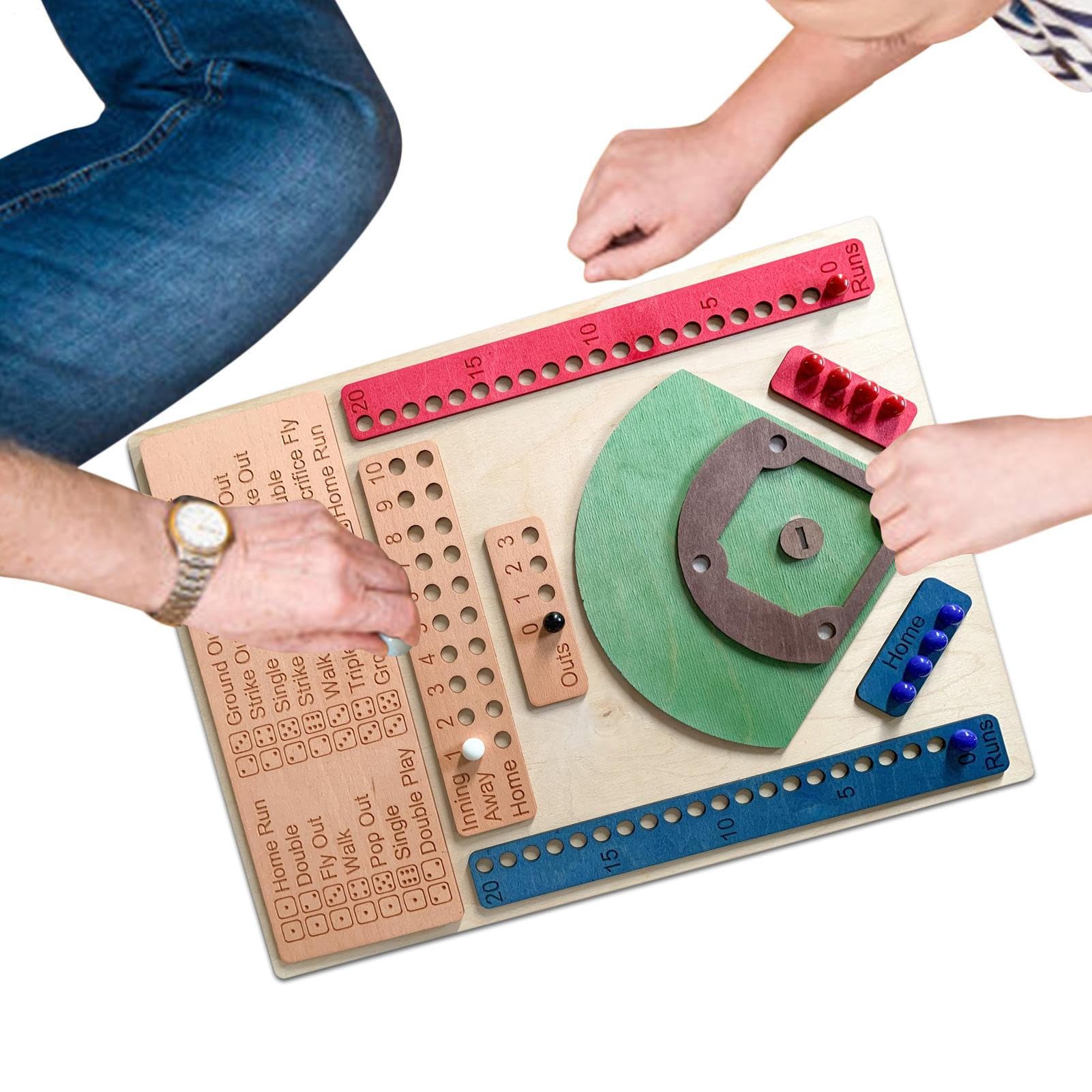 Jeu de société de dés de Baseball, de Baseball - Jeu de Baseball en Bois - de société de Baseball avec dés et Balle, de Table interactif à Double Bataille