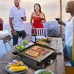 VEVOR Griddle, 16.9" Heavy Duty Manual Flat Top Griddle, Countertop Grill with Non-Stick Cooking Plate, Steel, 1-Burners Restaurant Portable Grill - 22,000 BTU