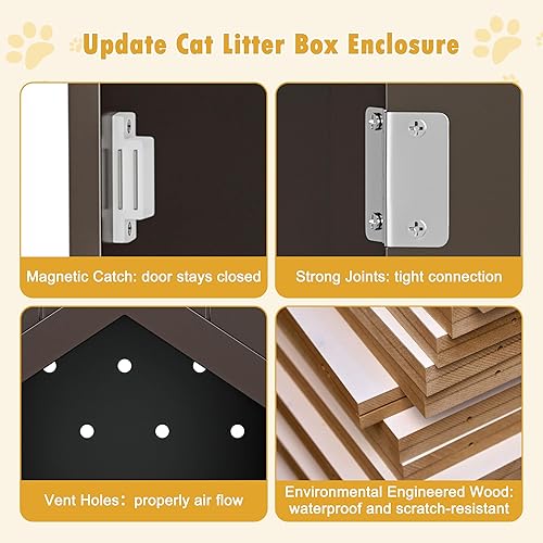Miniatura 5 de Caja de arena para gatos, caja de arena oculta para gatitos, muebles para interiores, caja para gatos, gabinete para casa y mesa auxiliar, mesita de