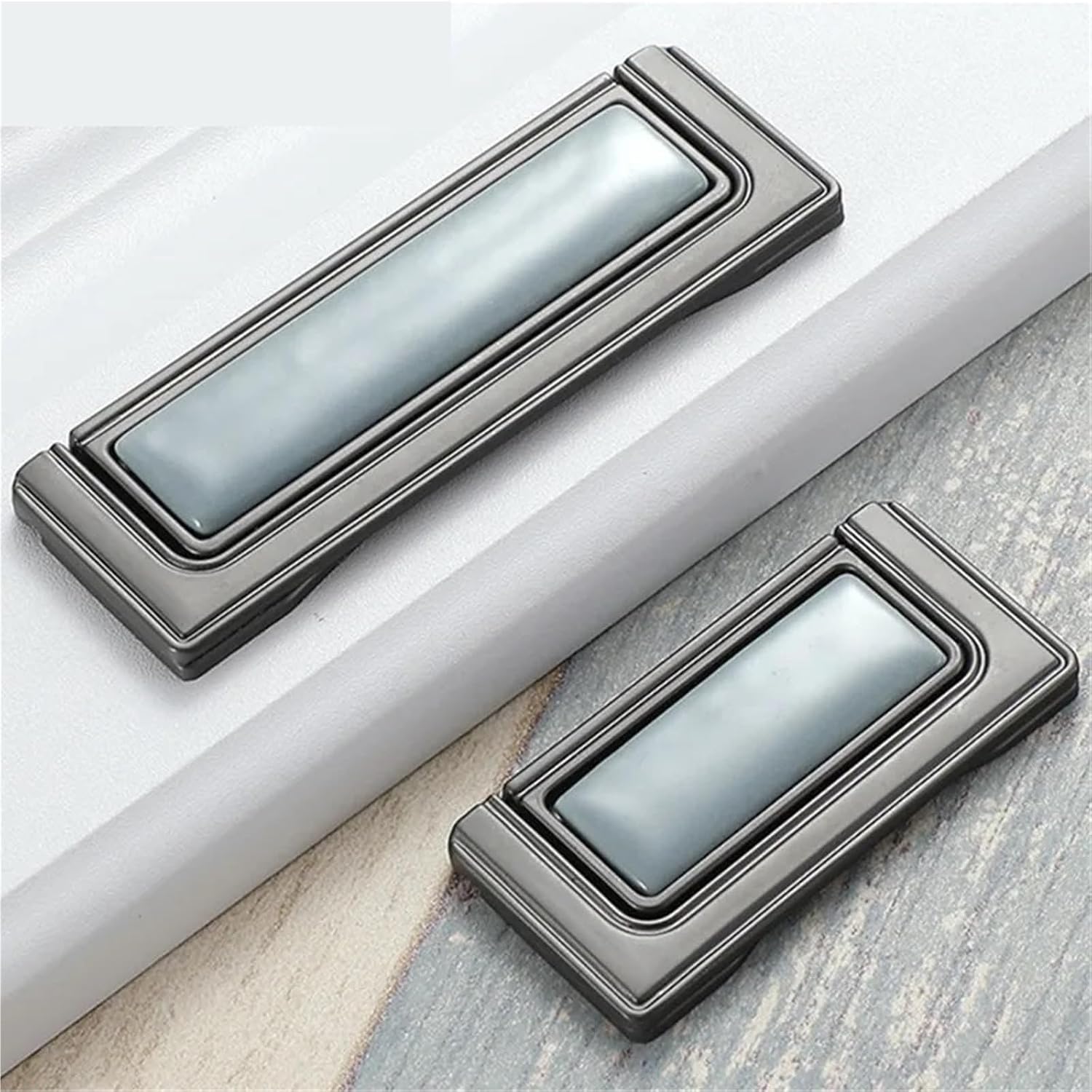 Blue Ceramic Cabinet Knobs and Handles Gray Wardrobe Door Pulls Furniture Handle Cabinet Hardware 1Pcs(Handle-1810-128LC)