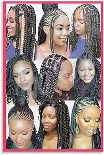 QYSHVT Hair Braiding Poster African Hair Braiding Poster for Salon 4 Canvas Painting Posters And Prints Wall Art Pictures for Living Room Bedroom Decor 12x18inch(30x45cm) Unframe-style