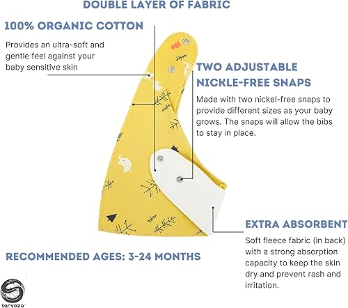 Miniatura 3 de Baberos tipo bandana para bebé, de 3 a 24 meses, de 3 a 24 meses, baberos de algodón orgánico ultra absorbentes para niños y niñas, broches seguros