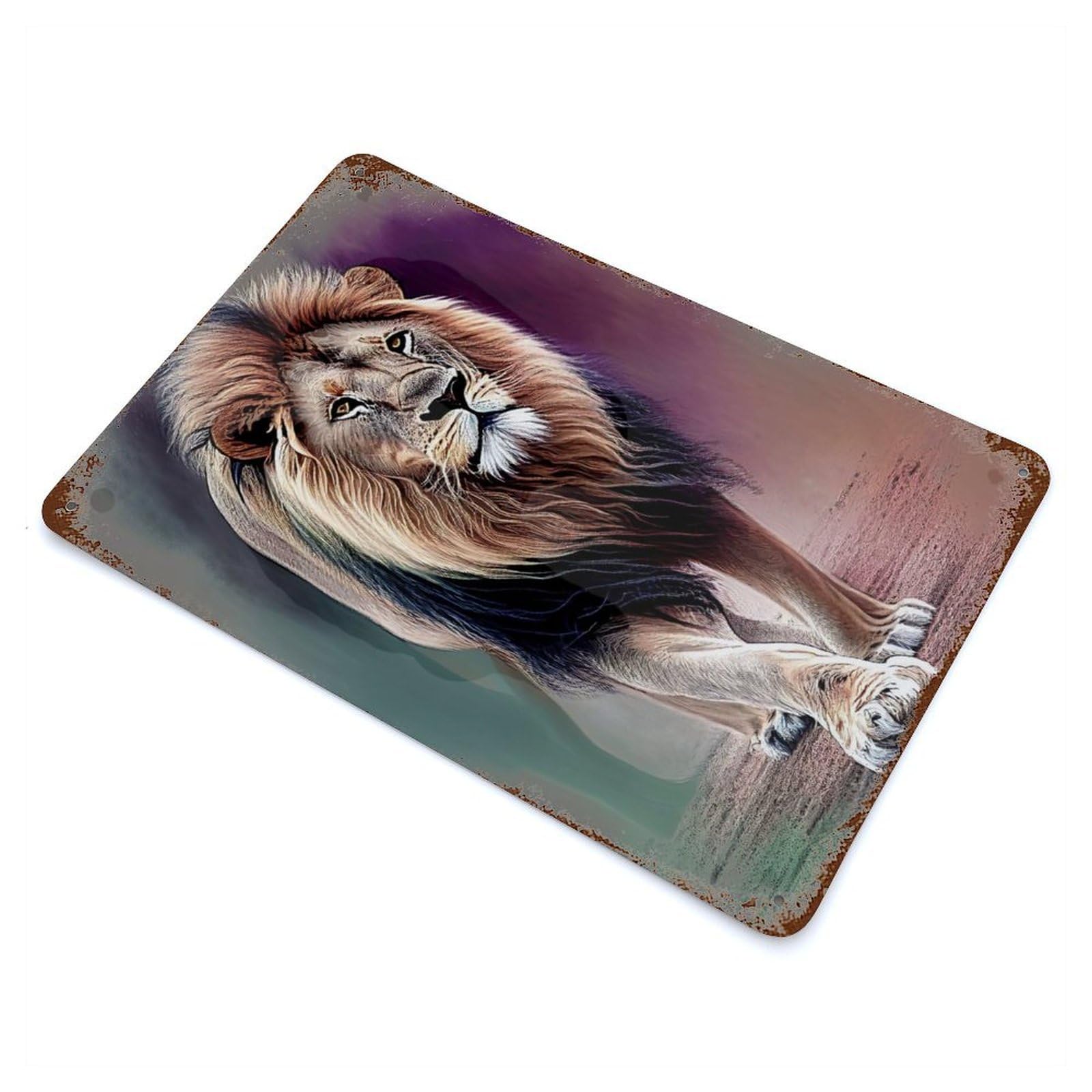 Watercolor Lion Portrait Decorative Tin Sign 11.8"x7.9", Ideal for Garage, Bar And Workshop Decor