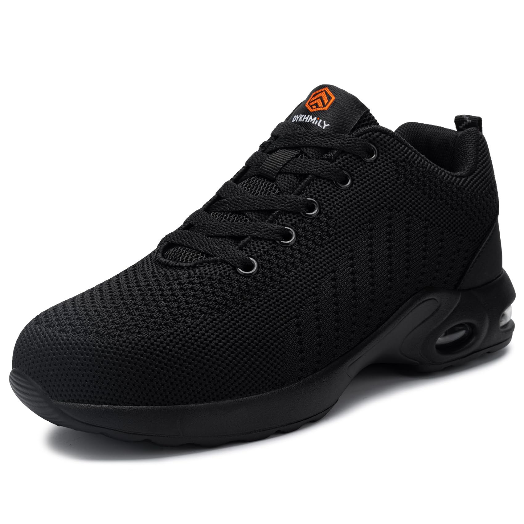 DYKHMILY Sicherheitsschuhe Damen Luftkissen Arbeitsschuhe Leicht Stahlkappenschuhe Sportlich Atmungsaktiv Dämpfung(Schwarz,40EU)