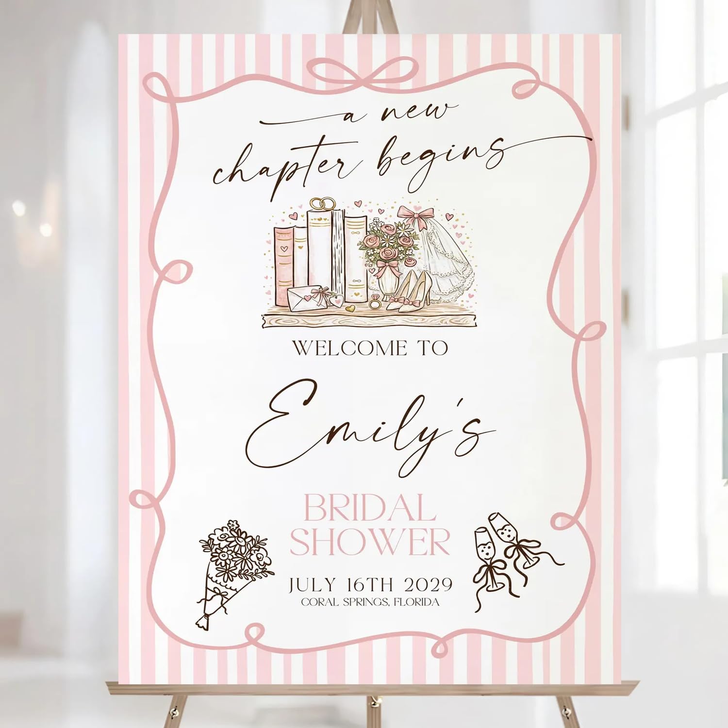 A New Chapter Begins Bridal Shower Welcome Sign, Storybook Bridal Shower Sign, Personalized Bridal Shower Signs, Bridal Shower Welcome Sign Version #29