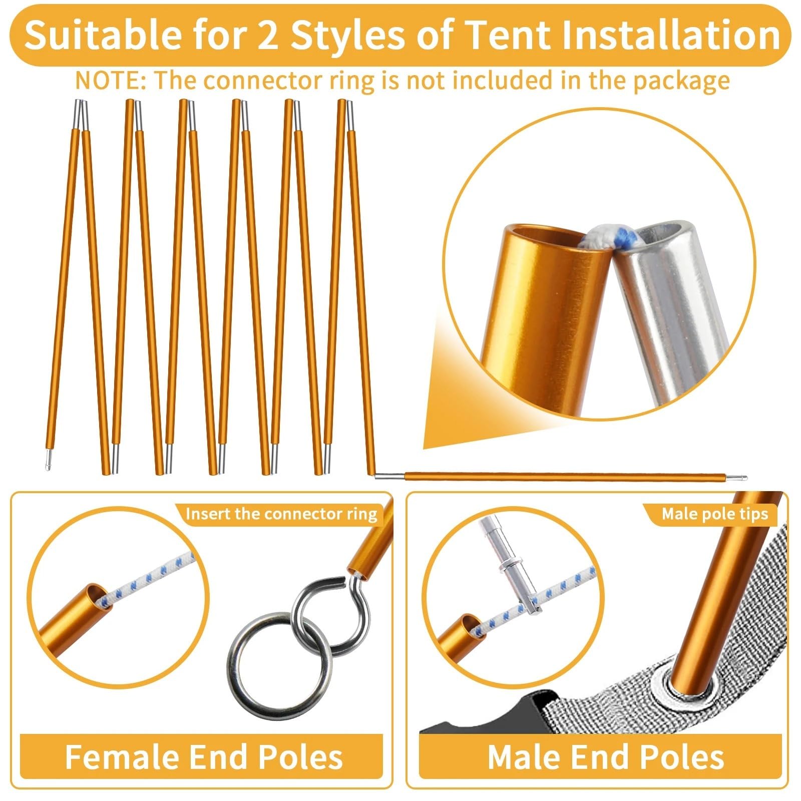 Zeltstangen Aluminiumlegierung Zeltstangen 360CM/430CM Camping 11/13 Abschnitt Wesentliches Zubehör