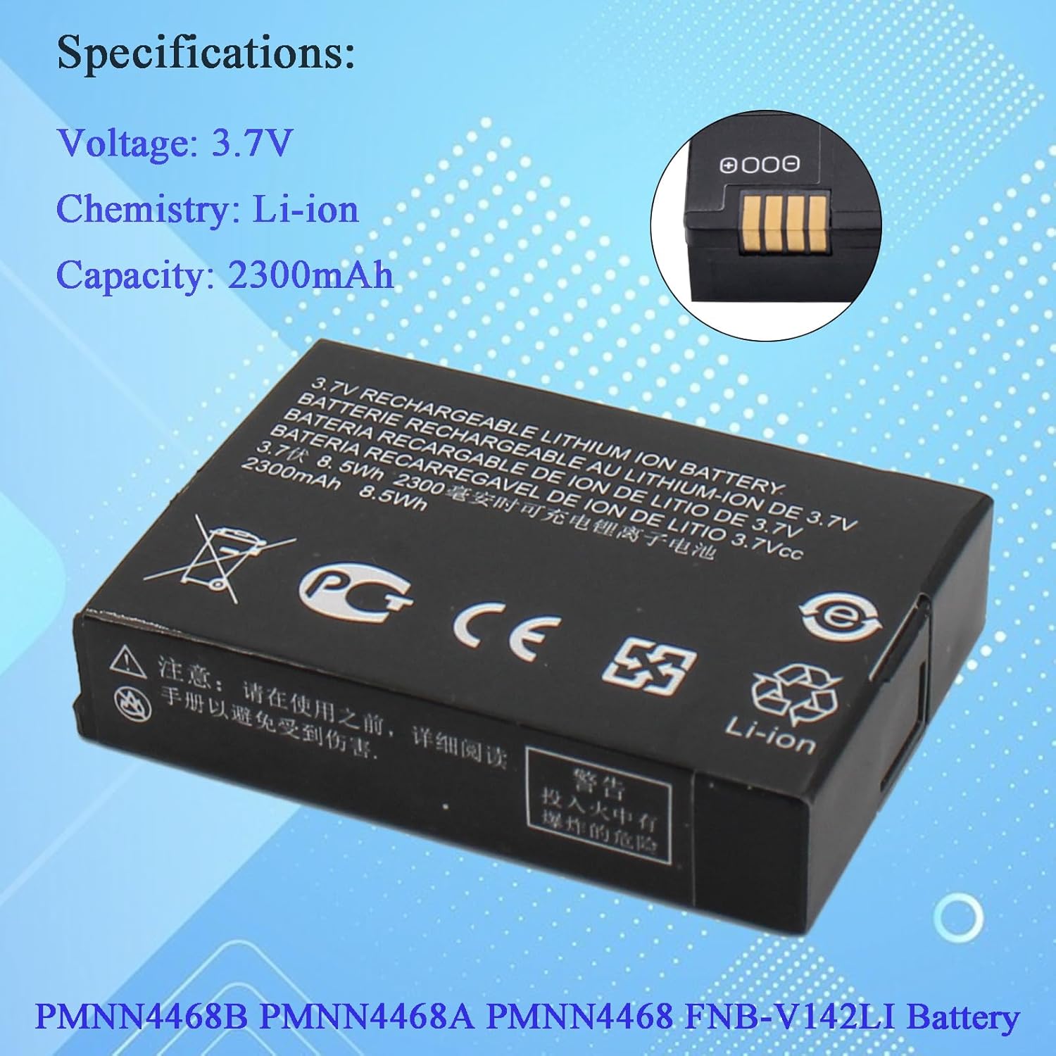 (4-Pack) PMNN4468A PMNN4468B PMNN4468 2300mAh Li-ion Battery Compatible for Motorola SL300 SL7550 SL7580 SL7590 SL3500e SL7550e SL1M SL2K TLK100 Radio