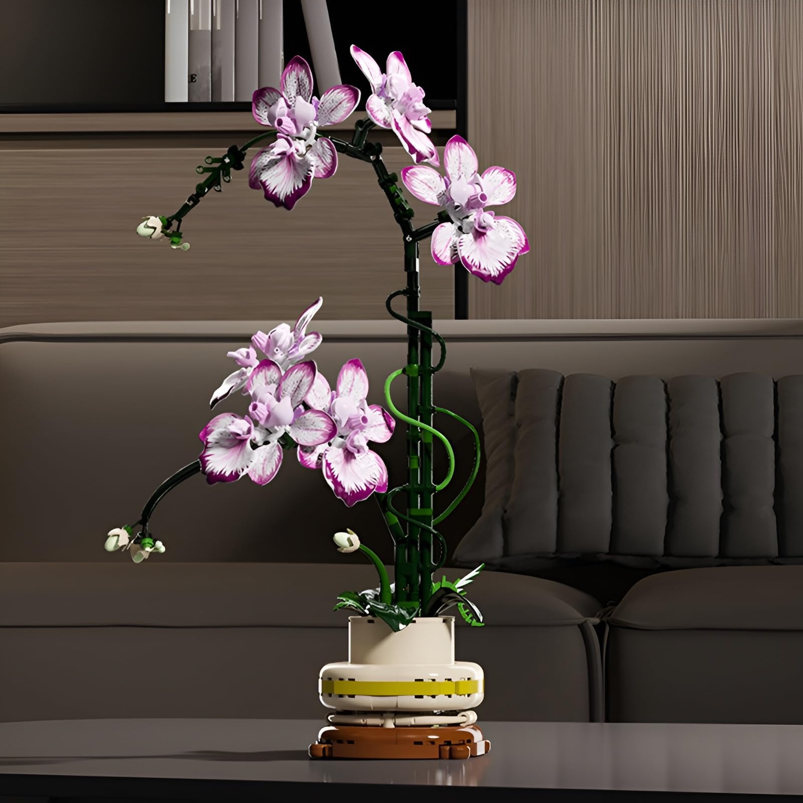 Set di mattoncini per costruzioni di fiori di orchidea, 696 pezzi di pianta artificiale in fiori giocattolo, kit di mattoncini modello collezione botanica per decorazione della casa, grandi regali per
