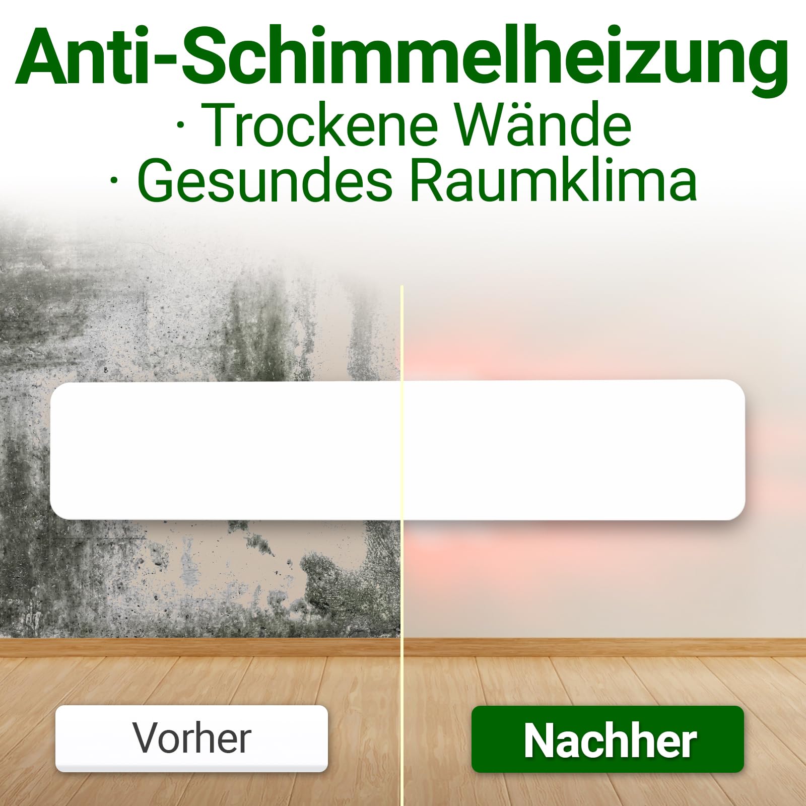 HEIMWERT Anti-schimmelverwarming 50W - Infrarood Verwarming Voor Muur, Badkamer, Kelder (zonder Chemicaliën