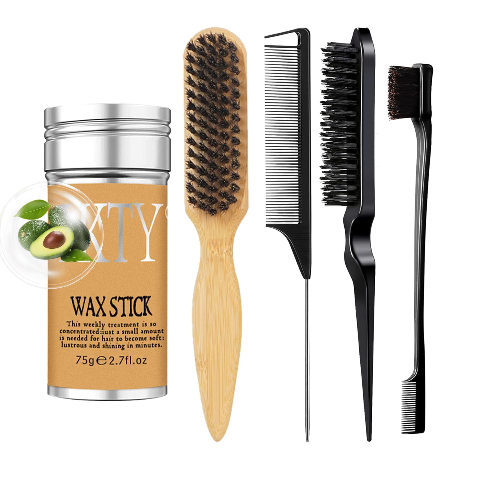 5 Pack Slick Back Hair Brush, Hair Wax Stick for Smooth Flyaways