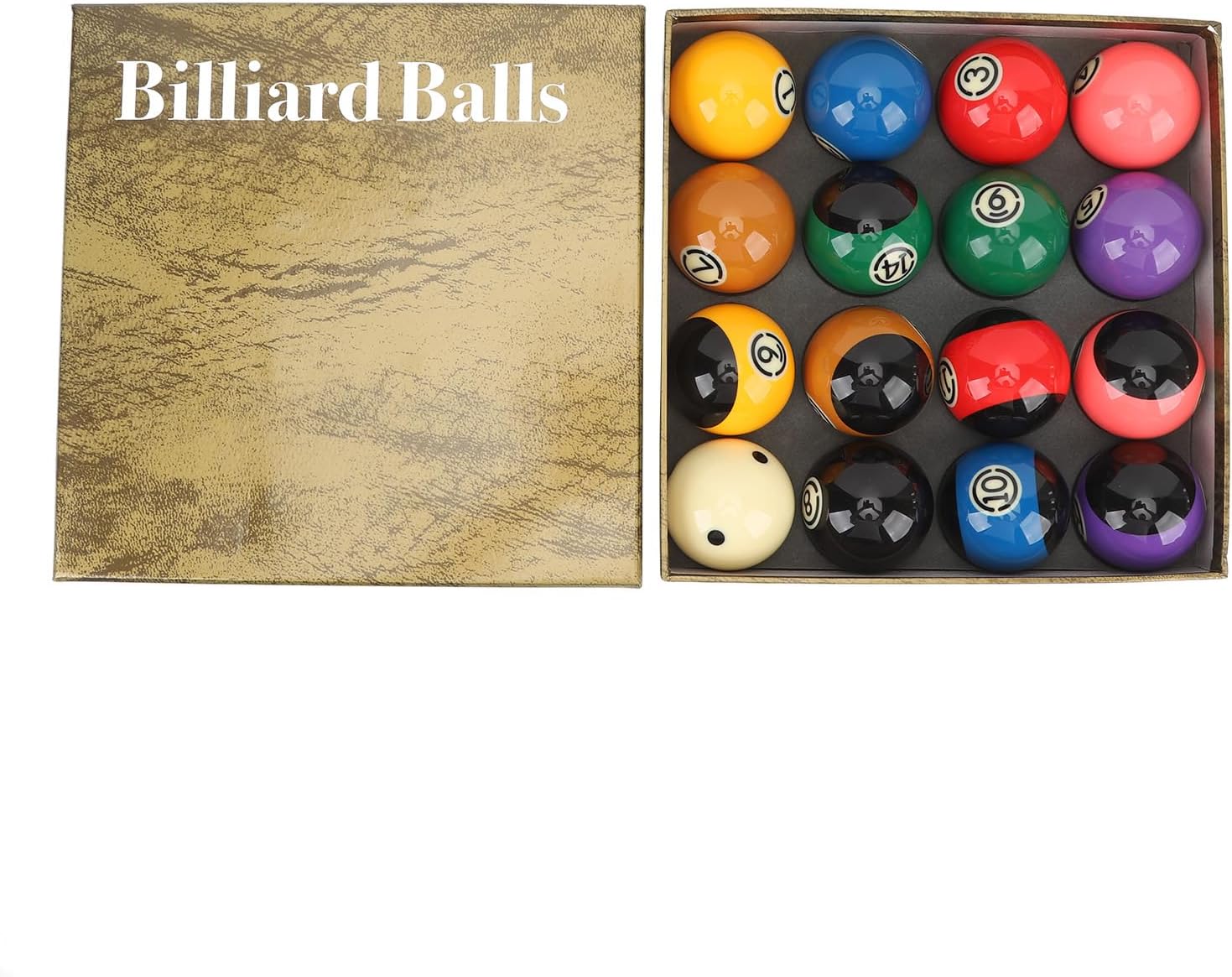Billiard Balls Set, Resin High Friction Professional TV Pool Balls Set for Tournament Practice 2.25in