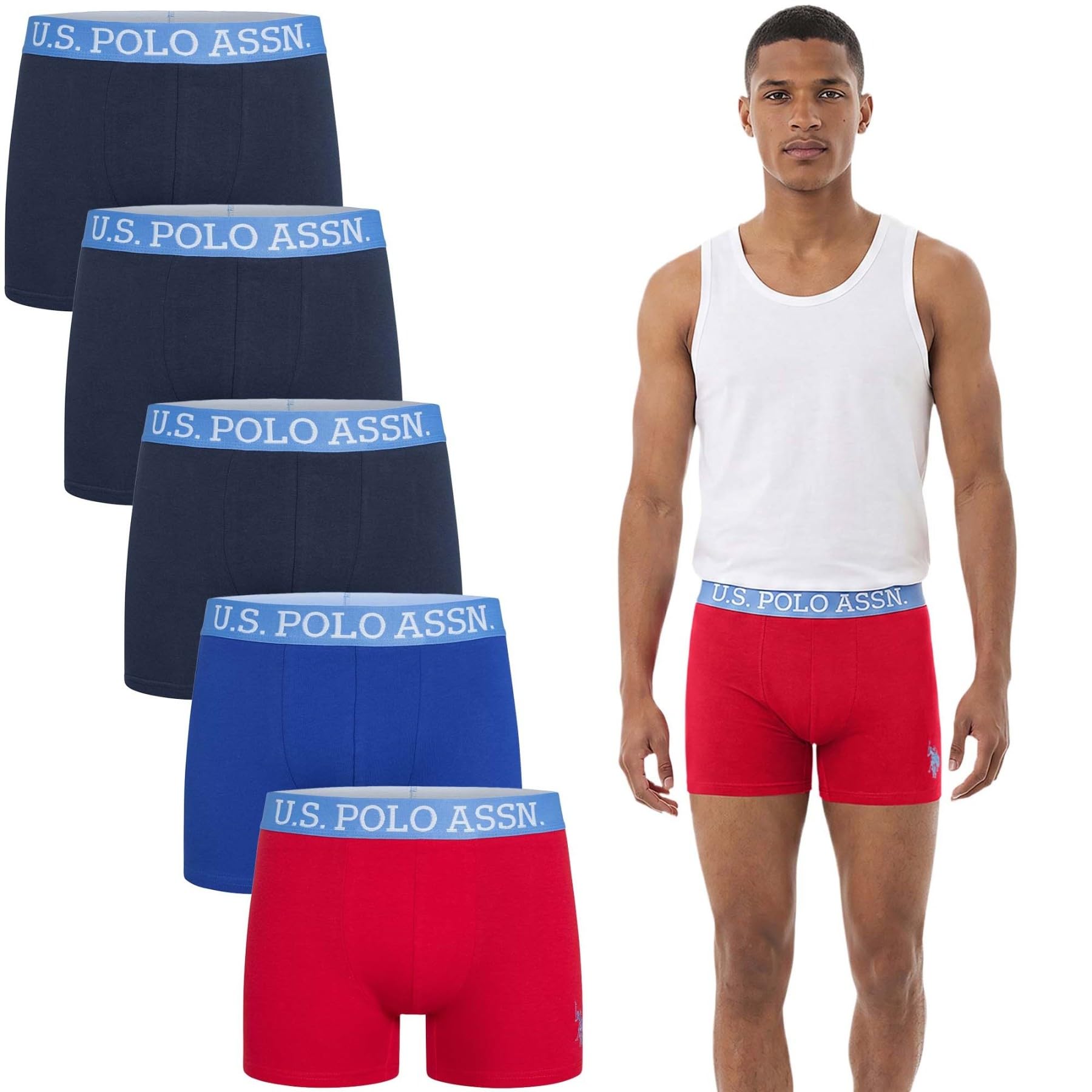 U.S. POLO ASSN. Herren Boxershorts (M-3XL) im 5er Pack aus weichem Baumwollmix P008