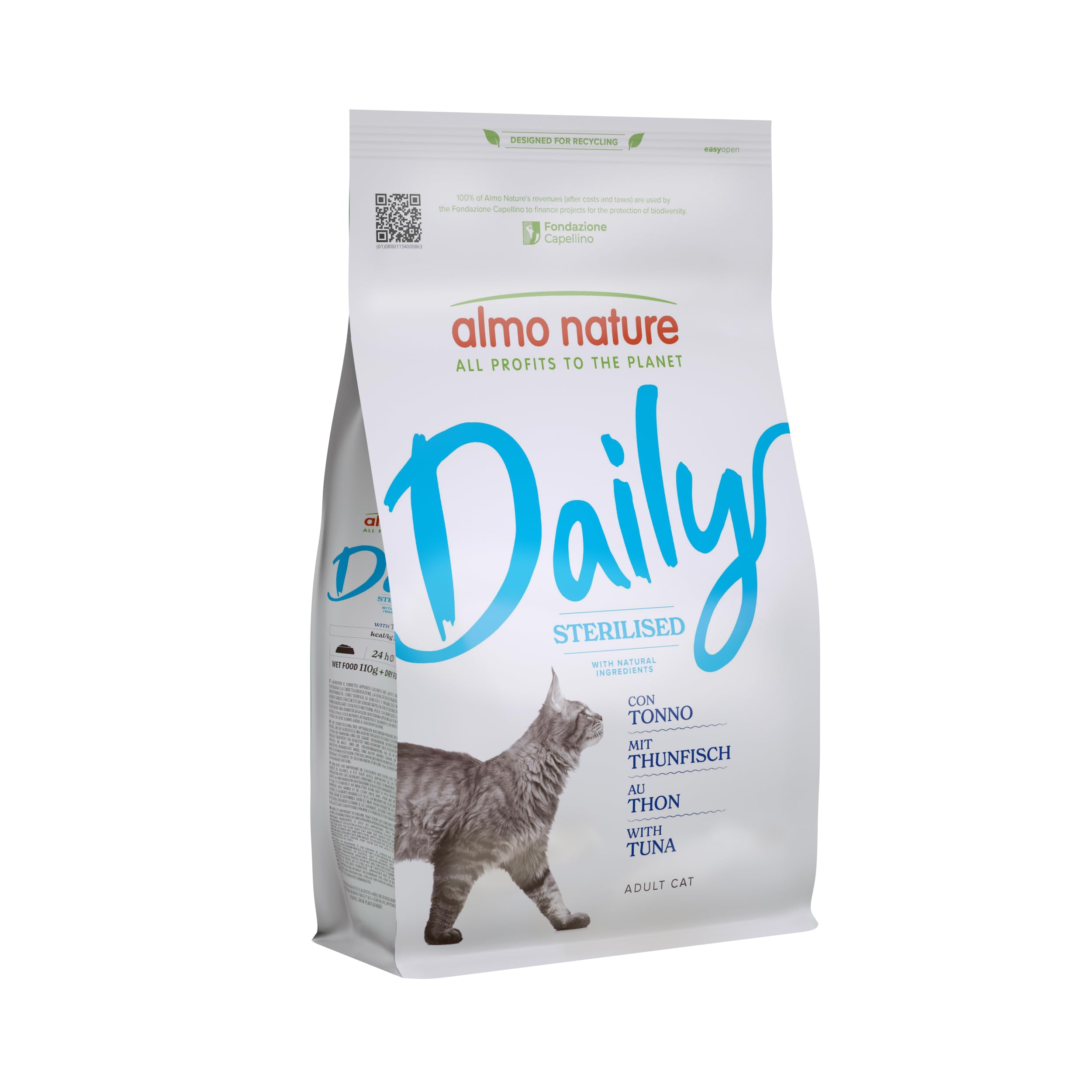 Almo Nature Daily Sterilised, Crocchette per Gatti Adulti Sterilizzati - con Tonno - Sacco da 1,2 kg